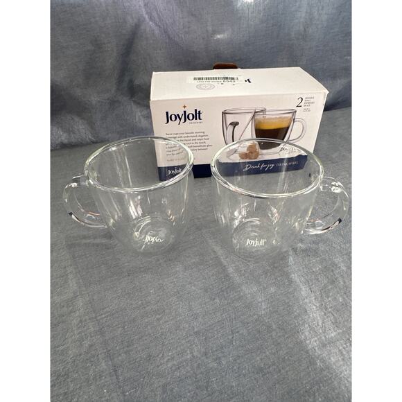 Set of 2 JoyJolt Savor Double Wall Insulated Glasses Espresso Mugs - Picture 4 of 5